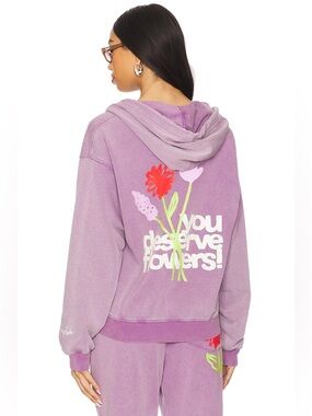 The Mayfair Group You Deserve Flowers Fitted Hoodie – Vintage Purple Size M/L